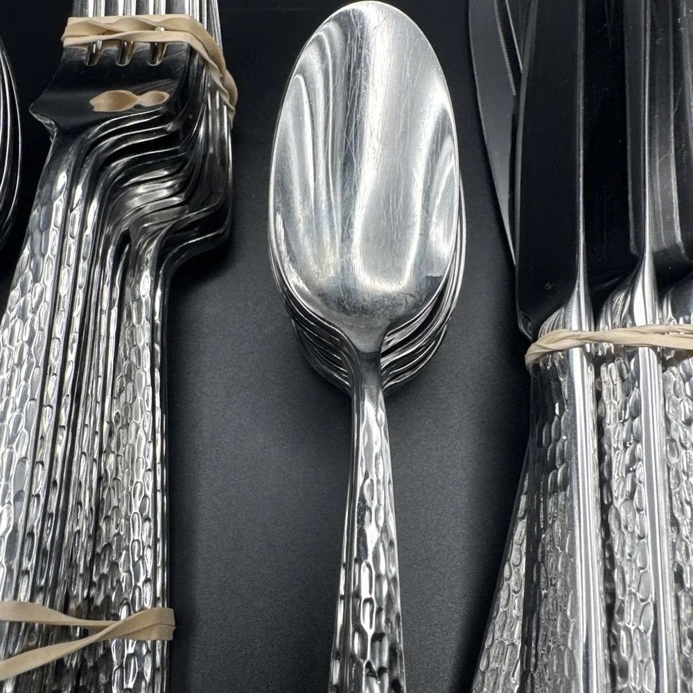 Mikasa Oliver Flatware Forks Spoons Knives Dinner Salad Lot Stainless Hammered